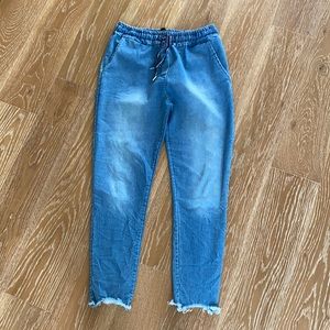 Denim draw string jogger
